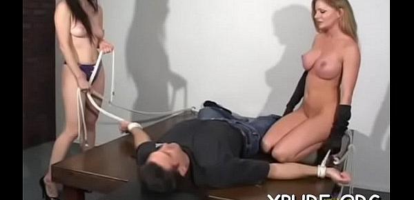  Sexy domina ties up her guy and mistreats him good